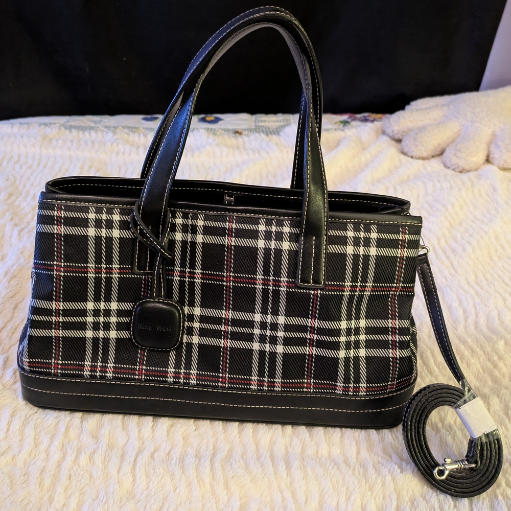 Nine West Plaid Black & White Handbag NWT 🖤🖤🖤
